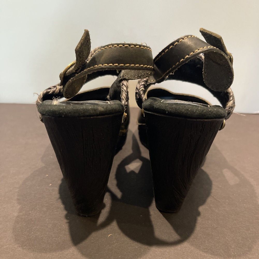Sbicca Vintage Collection‎ Faux Wood Platform Black Stud Boho Leather Platform - Picture 6 of 11